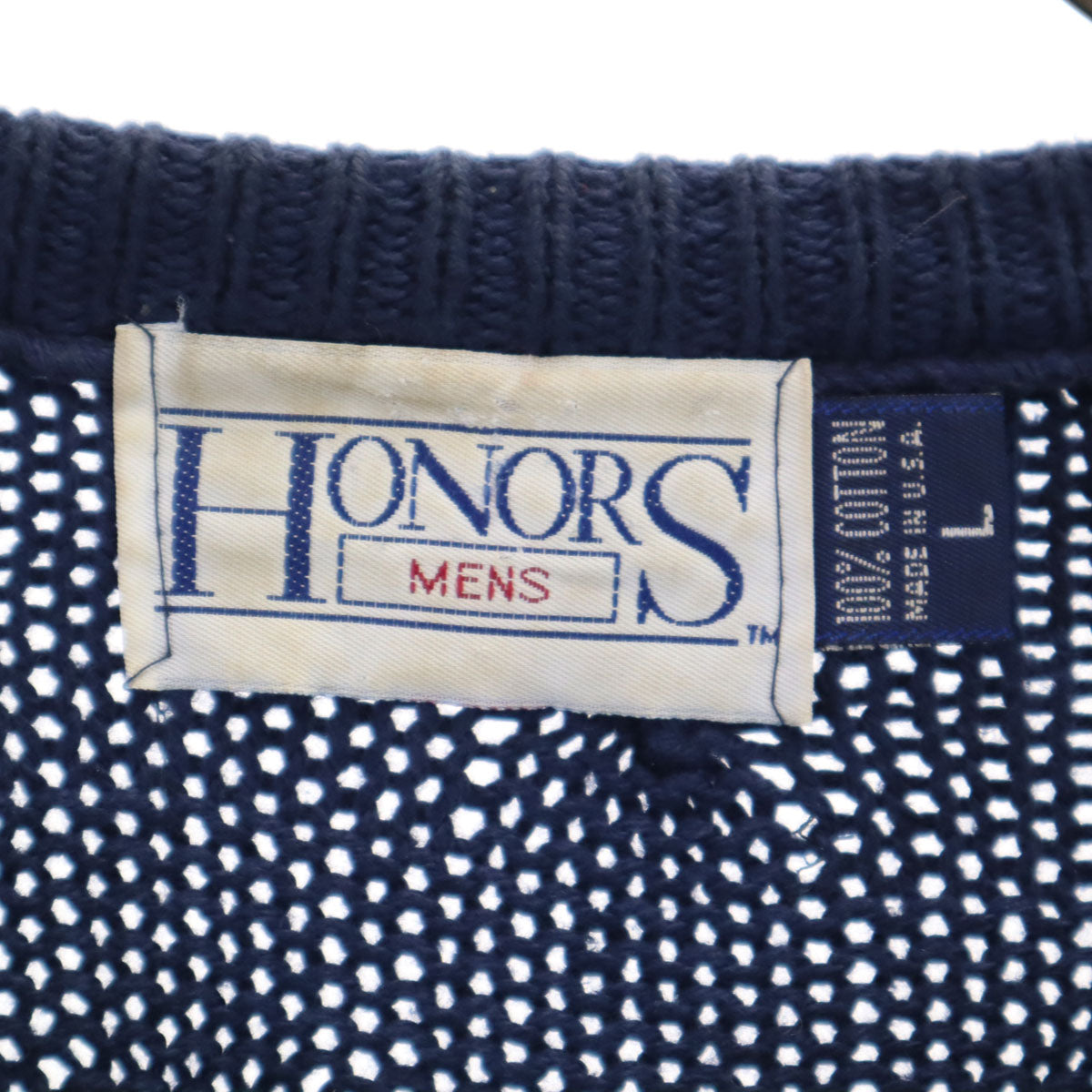 HONORS オナーズ 90s USA製 オールド 長袖 セーター L ネイビー ニット メンズ