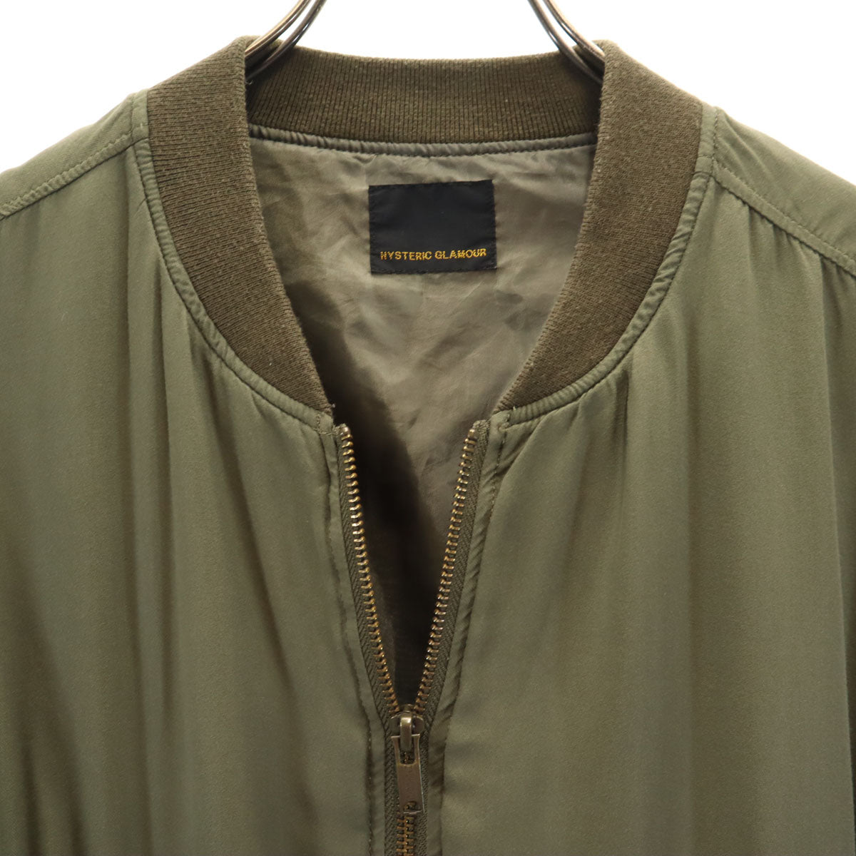 HYSTERIC GLAMOUR ヒステリックグラマー 日本製 レーヨンブレンド MA-1 フライトジャケット free カーキ レディース