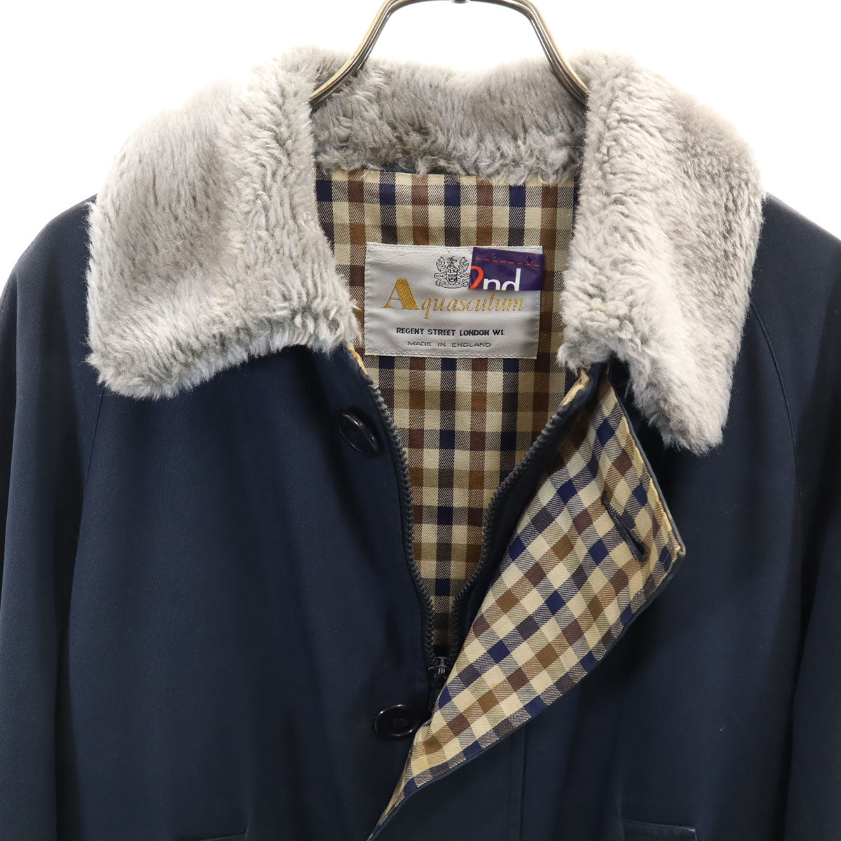 Aquascutum アクアスキュータム 80s 90s イングランド製 オールド ステンカラーコート ネイビー メンズ