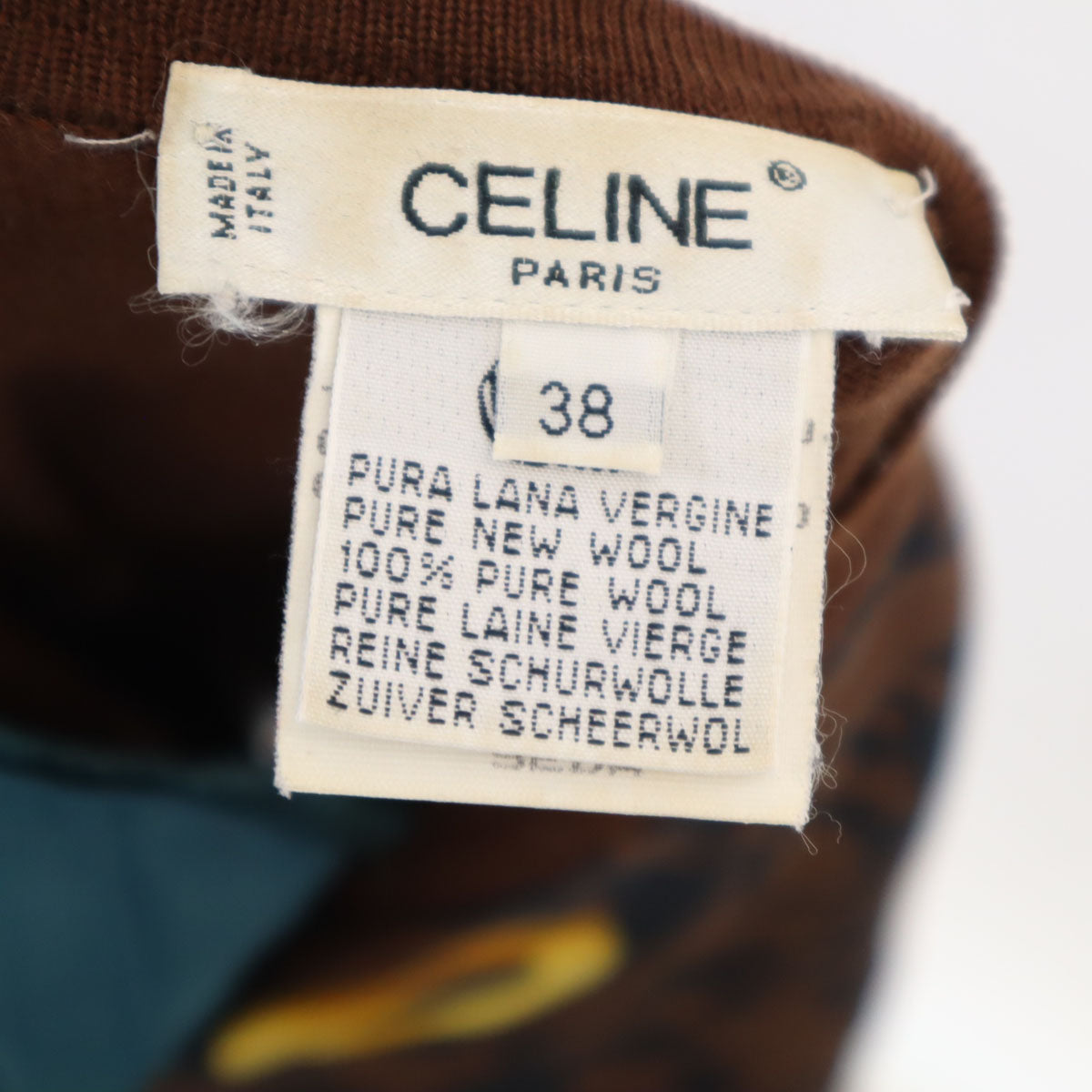 CELINE セリーヌ 90s イタリア製 オールド アニマル柄 長袖 ニットカーディガン 38 ブラウン レディース