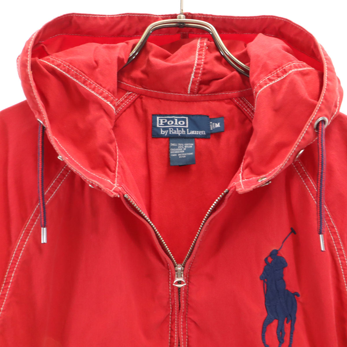 Polo by Ralph Lauren ポロバイラルフローレン 90s オールド ビッグポニー刺繍 フードジャケット M レッド レディース