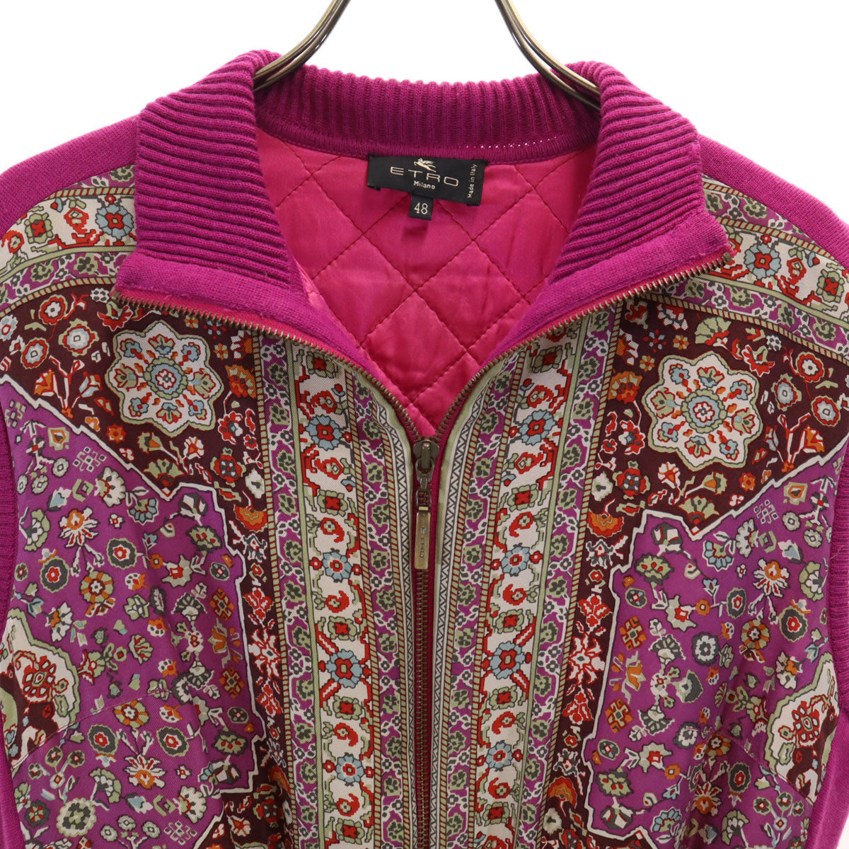 ETRO エトロ イタリア製 花柄 中綿ベスト 48 マゼンタ レディース