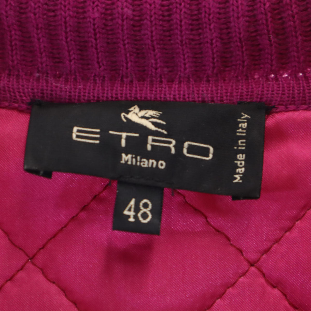 ETRO エトロ イタリア製 花柄 中綿ベスト 48 マゼンタ レディース