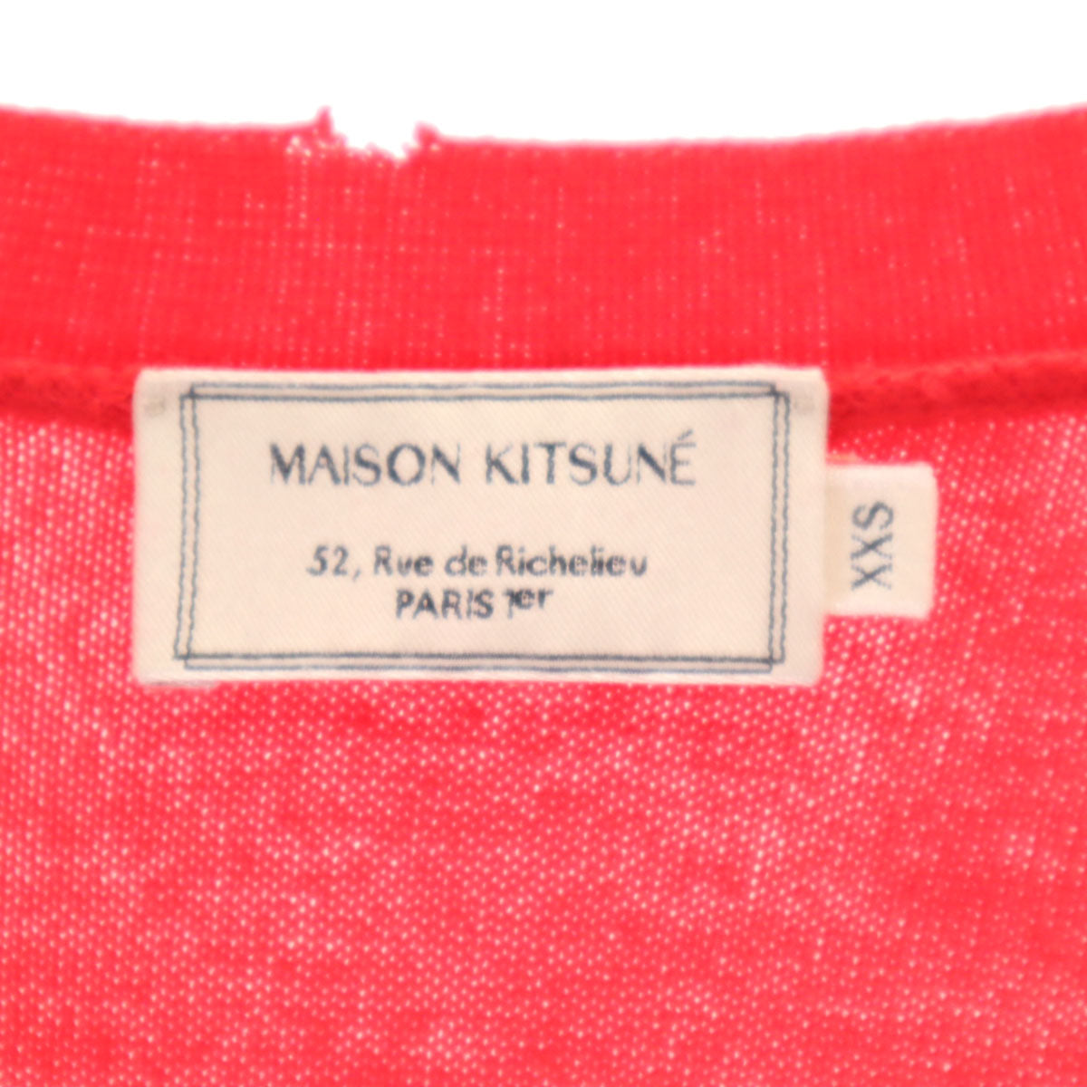 MAISON KITSUNE メゾンキツネ ポルトガル製 長袖 Vネック ニットカーディガン XXS レッド メンズ