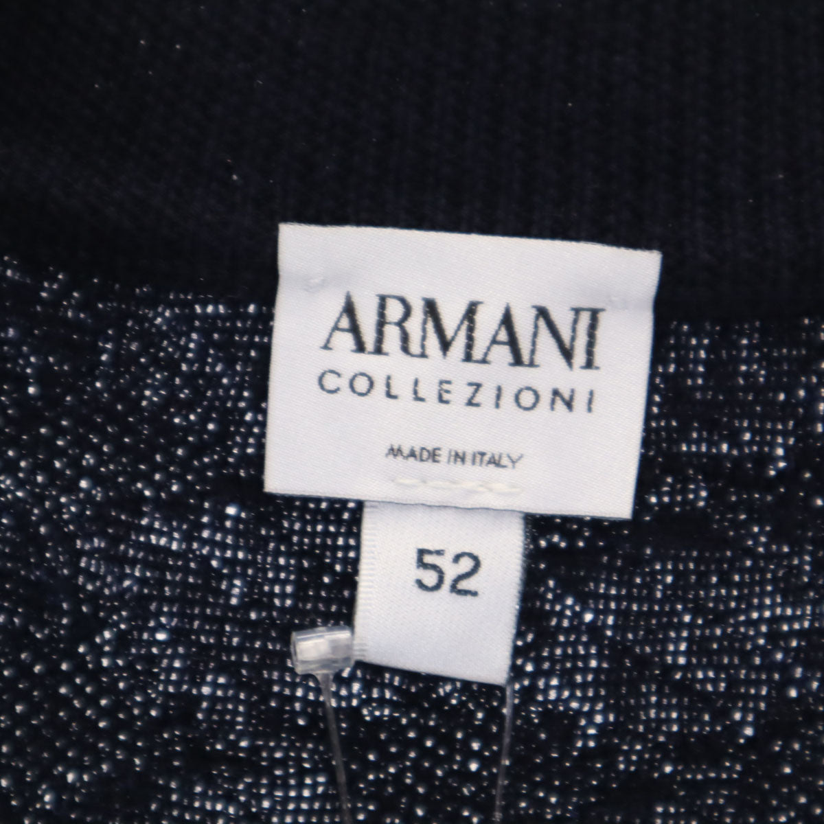 ARMANI COLLEZIONI アルマーニコレッツォーニ イタリア製 総柄 長袖 スリム ニットカーディガン 52 ネイビー メンズ