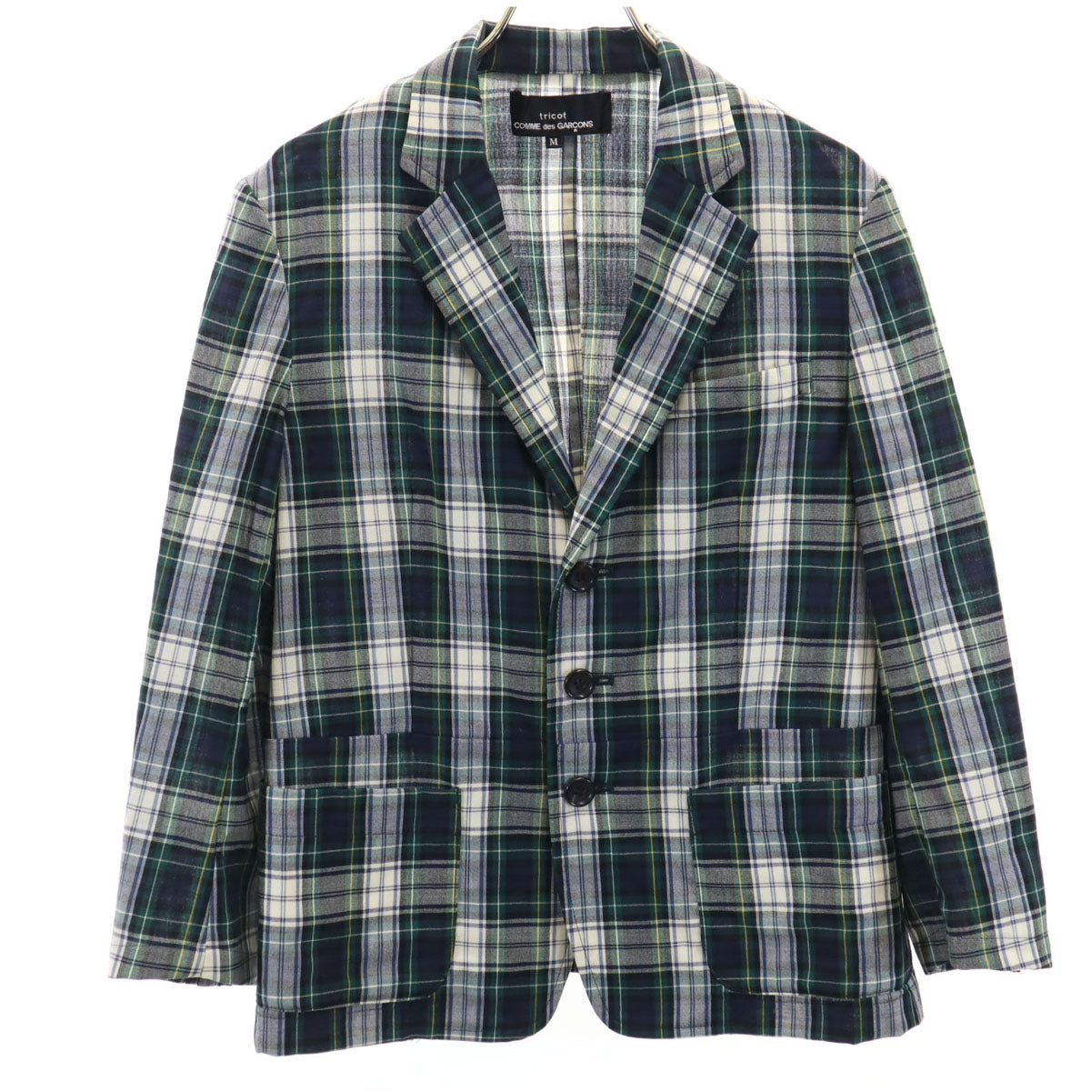 tricot COMME des GARCONS トリココムデギャルソン 2004年 00s 日本製 チェック柄 テーラードジャケット M ネイビー アンコン レディース