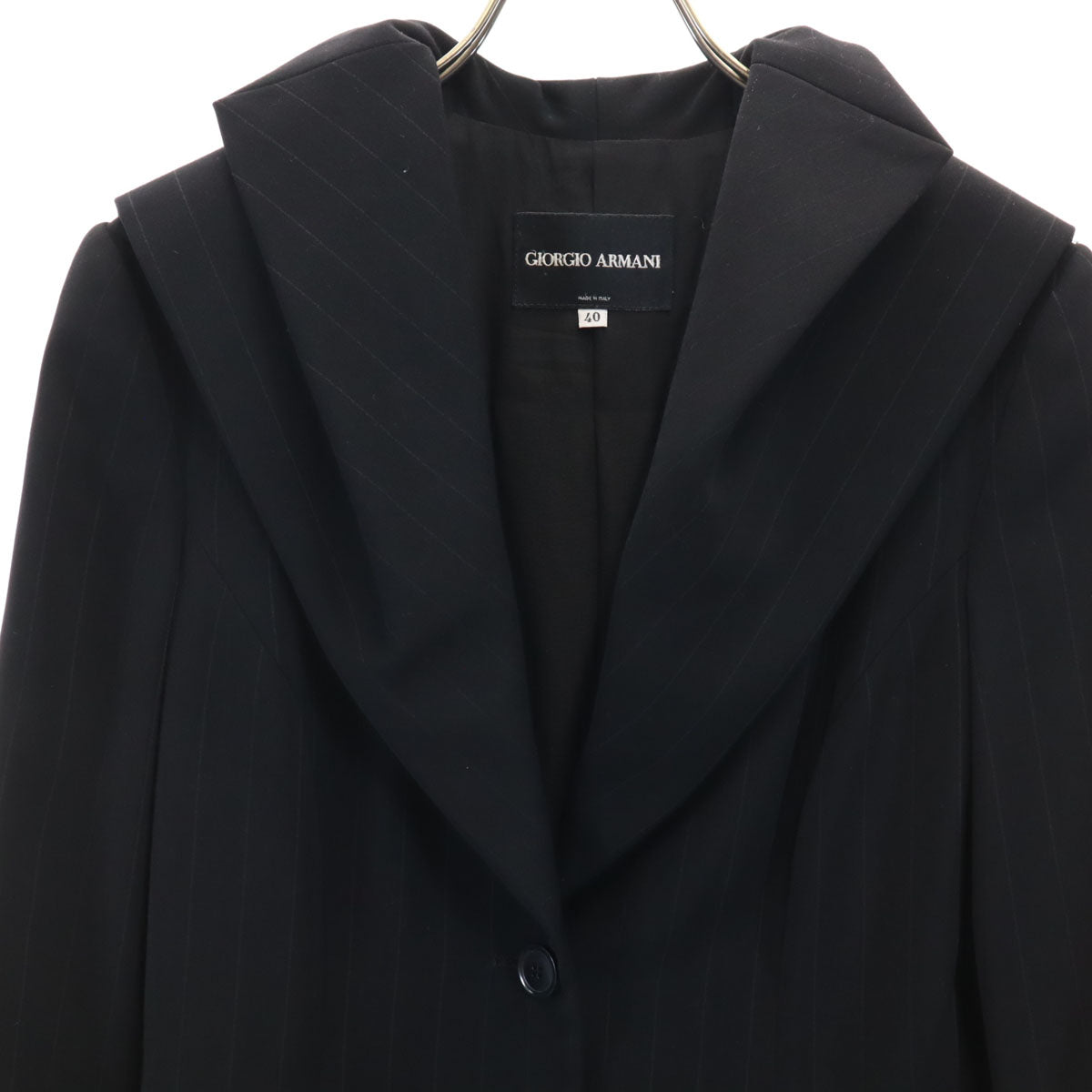 GIORGIO ARMANI ジョルジオアルマーニ 90s イタリア製 オールド ストライプ柄 ジャケット 40 ブラック レディース