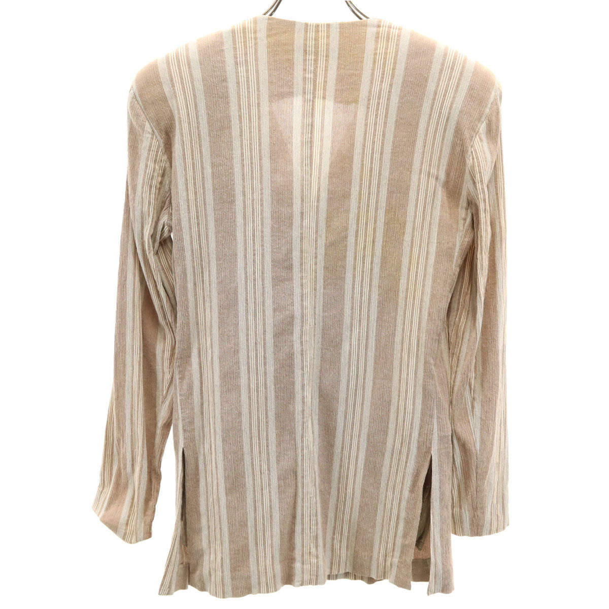 Emporio Armani エンポリオアルマーニ 90s イタリア製 オールド ストライプ柄 コットンジャケット 38 ベージュ レディース