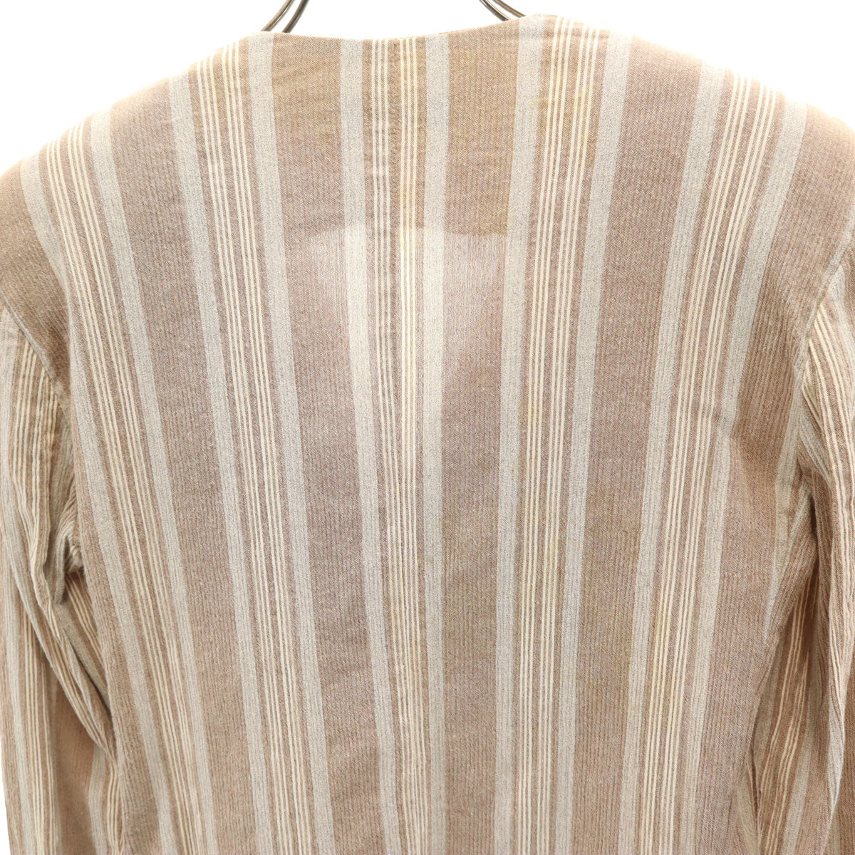 Emporio Armani エンポリオアルマーニ 90s イタリア製 オールド ストライプ柄 コットンジャケット 38 ベージュ レディース