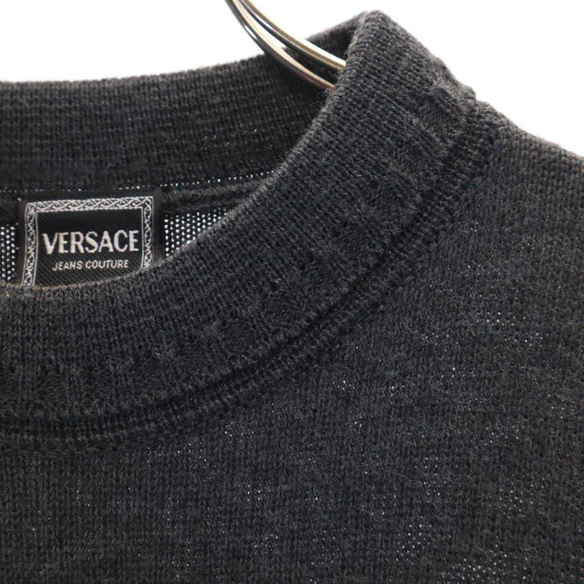 VERSACE JEANS COUTURE ヴェルサーチ ジーンズクチュール 90s オールド 長袖 ニット L チャコールグレー セーター メンズ