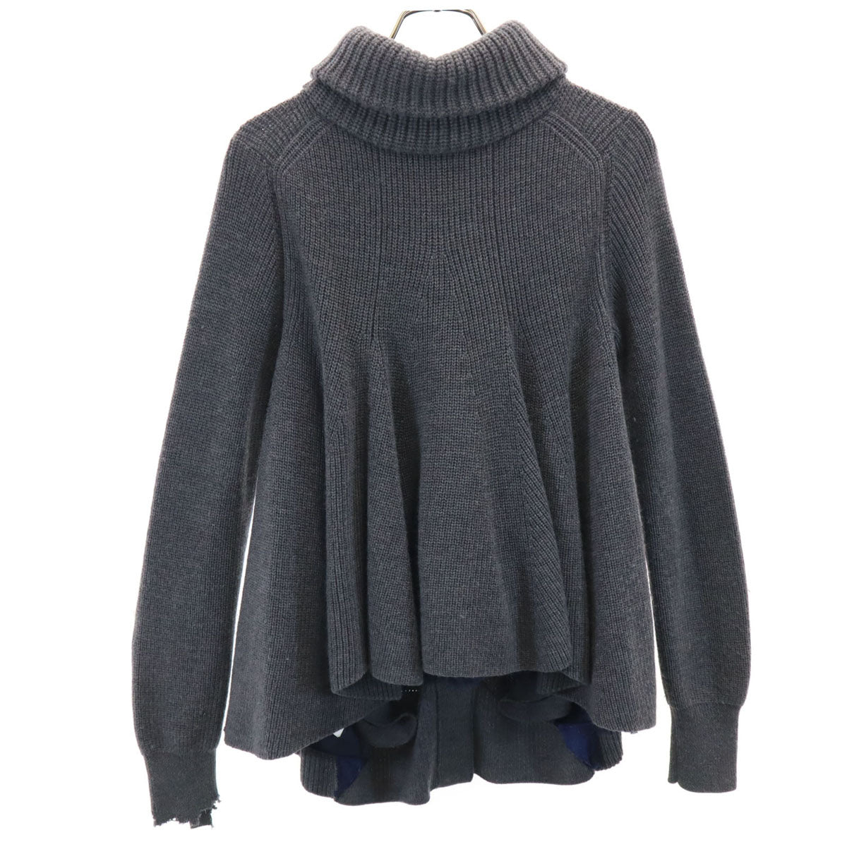 sacai luck サカイラック 日本製 長袖 フレア ニット 1 チャコールグレー セーター レディース