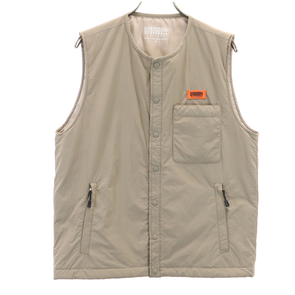美品 UNIVERSAL OVERALL ユニバーサルオーバーオール 中綿ベスト S ベージュ系 メンズ