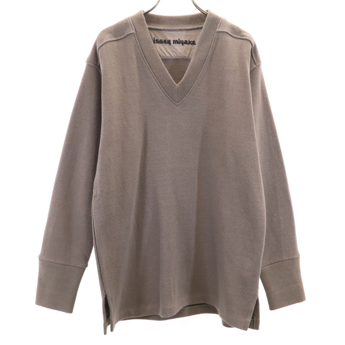ISSEY MIYAKE イッセイミヤケ 70s 80s 日本製 ヴィンテージ 長袖 Vネック ニット 9 グレーブラウン セーター レディース