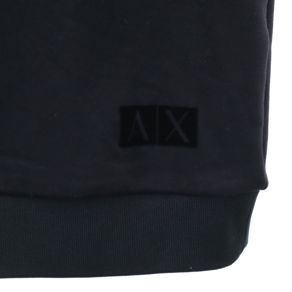 美品 ARMANI EXCHANGE アルマーニエクスチェンジ 長袖 ベロア切替 スウェットパーカー XL ブラック メンズ