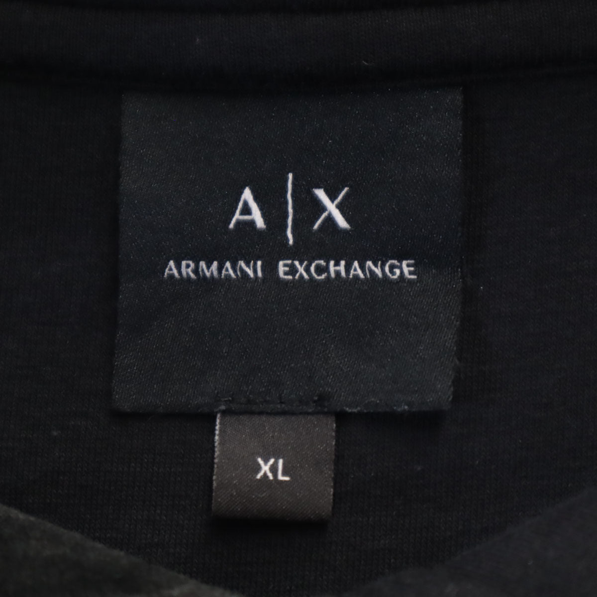 美品 ARMANI EXCHANGE アルマーニエクスチェンジ 長袖 ベロア切替 スウェットパーカー XL ブラック メンズ