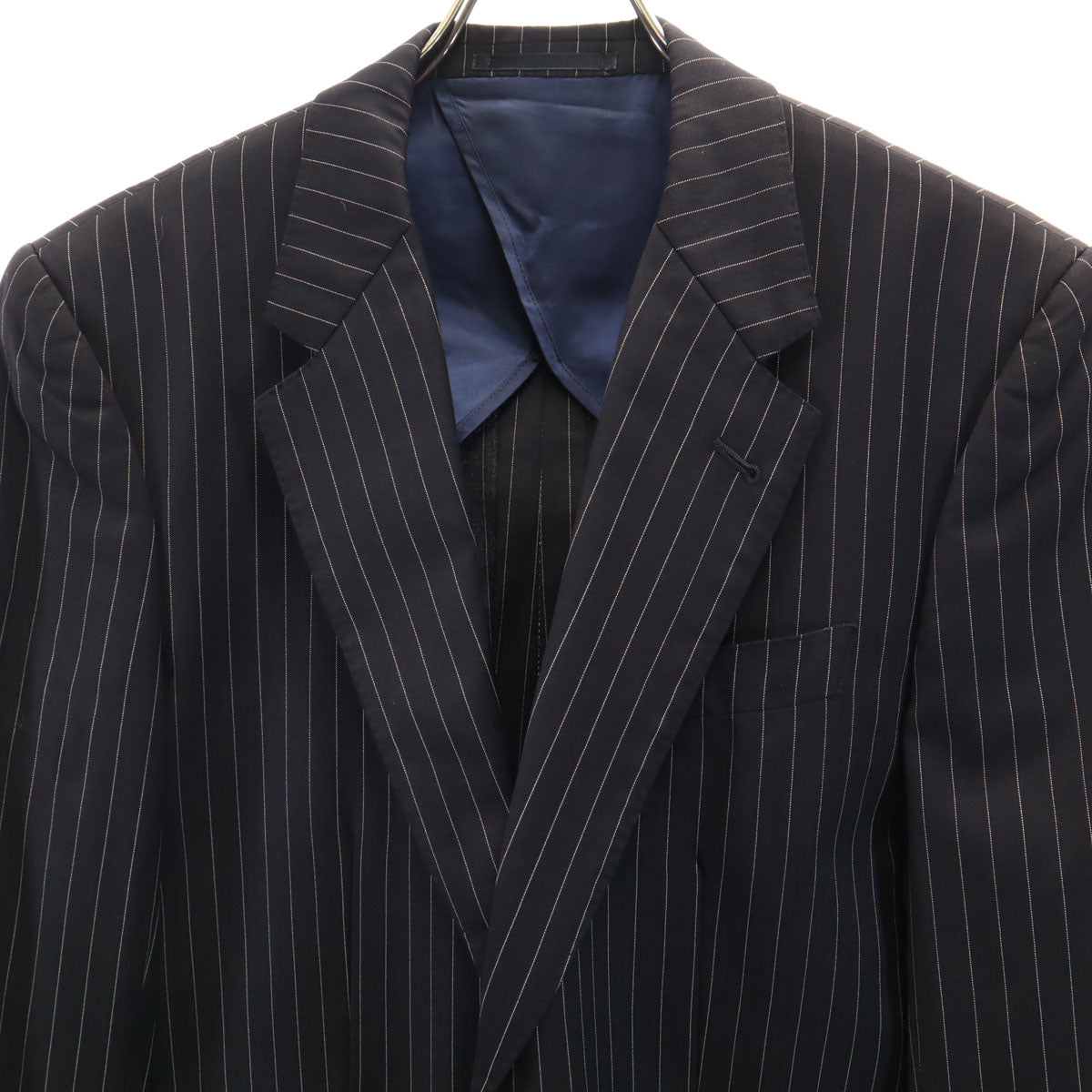 Paul Smith LONDON ポールスミスロンドン 日本製 ストライプ柄 エルメネジルドゼニア生地 テーラードジャケット L ブラック メンズ