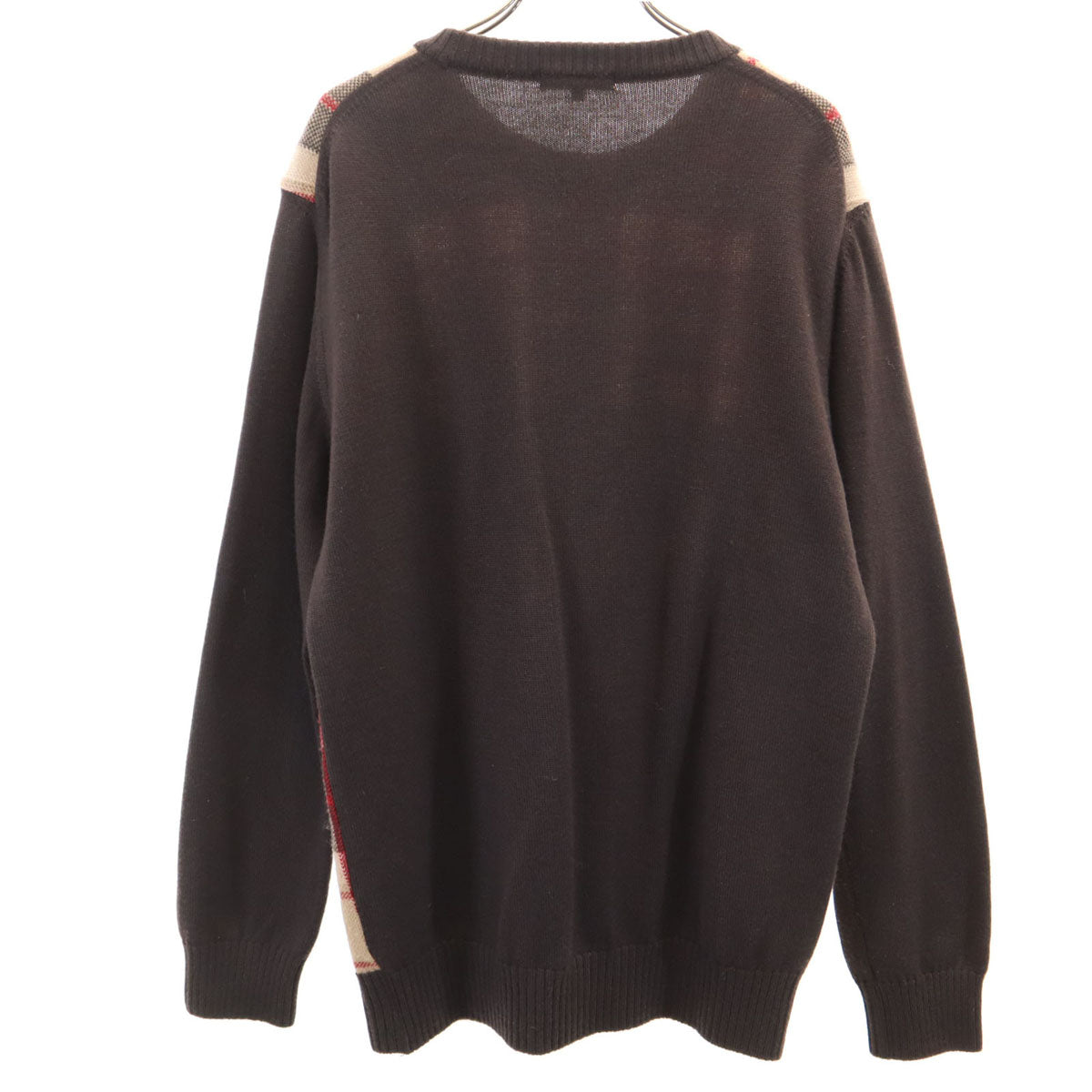MACKINTOSH LONDON マッキントッシュロンドン 日本製 チェック柄 長袖 ニット L ブラウン セーター メンズ