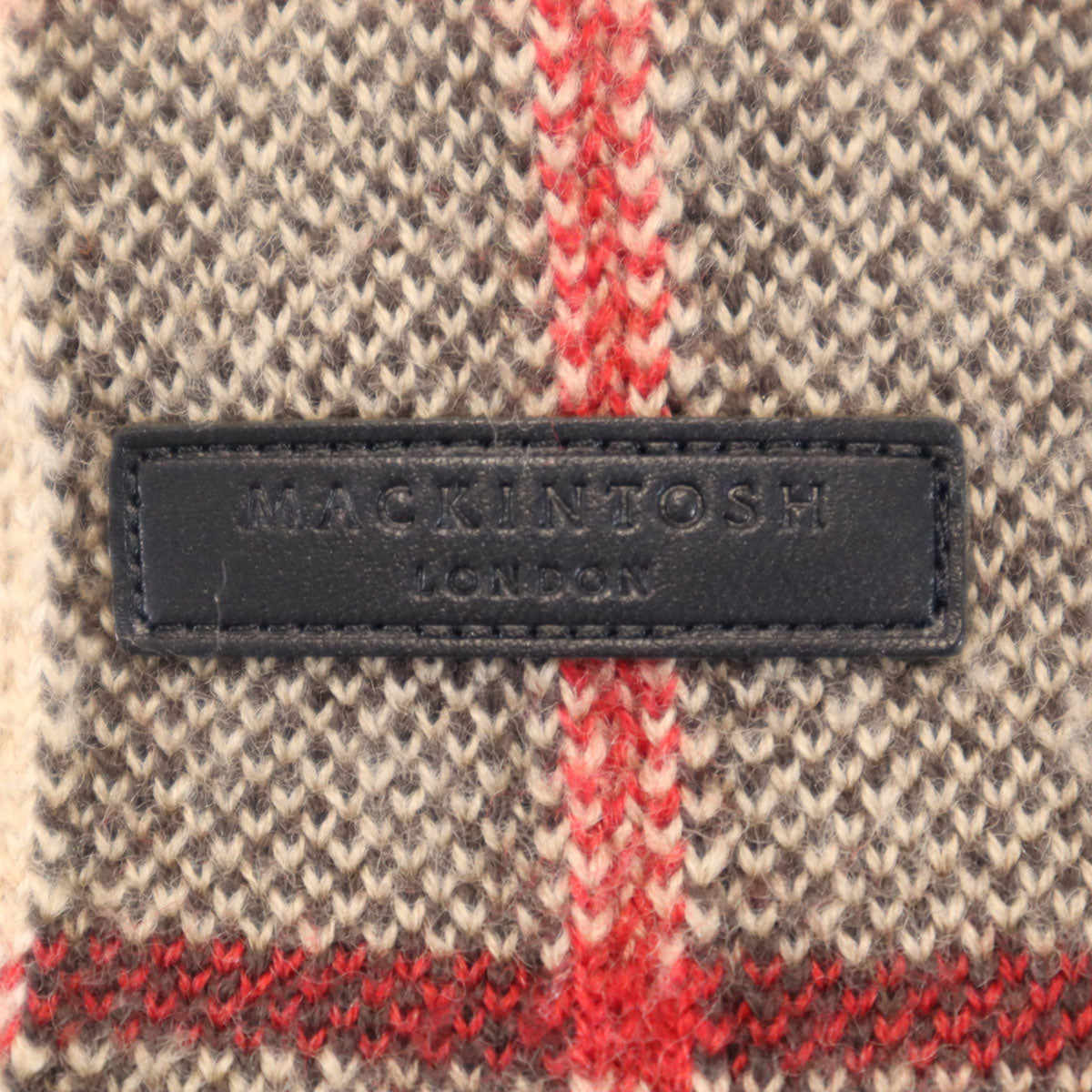 MACKINTOSH LONDON マッキントッシュロンドン 日本製 チェック柄 長袖 ニット L ブラウン セーター メンズ