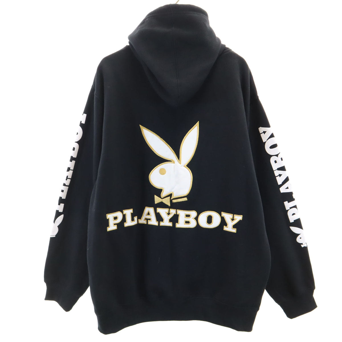 PLAYBOY プレイボーイ 長袖 スウェット ジップパーカー LL ブラック 裏起毛 メンズ