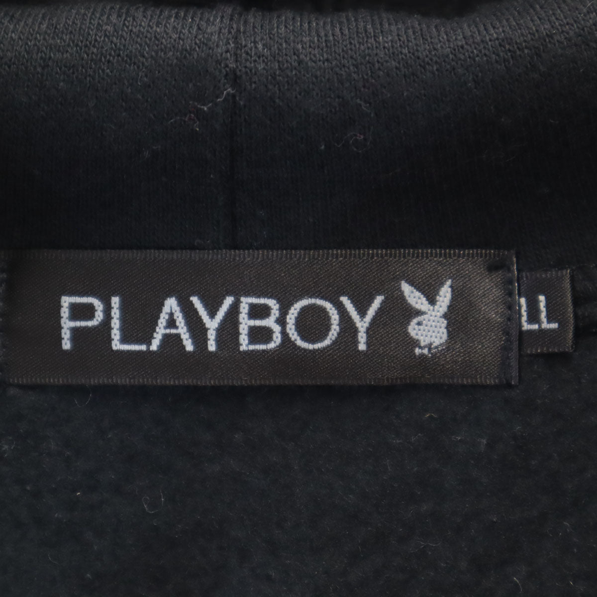PLAYBOY プレイボーイ 長袖 スウェット ジップパーカー LL ブラック 裏起毛 メンズ