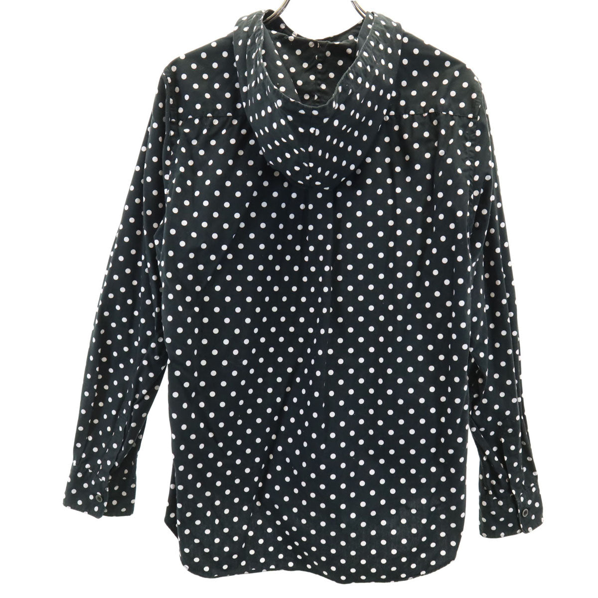 BLACK COMME des GARCONS ブラックコムデギャルソン 2013年 日本製 ドット柄 長袖 フーデッド シャツ M ブラック 水玉 レディース