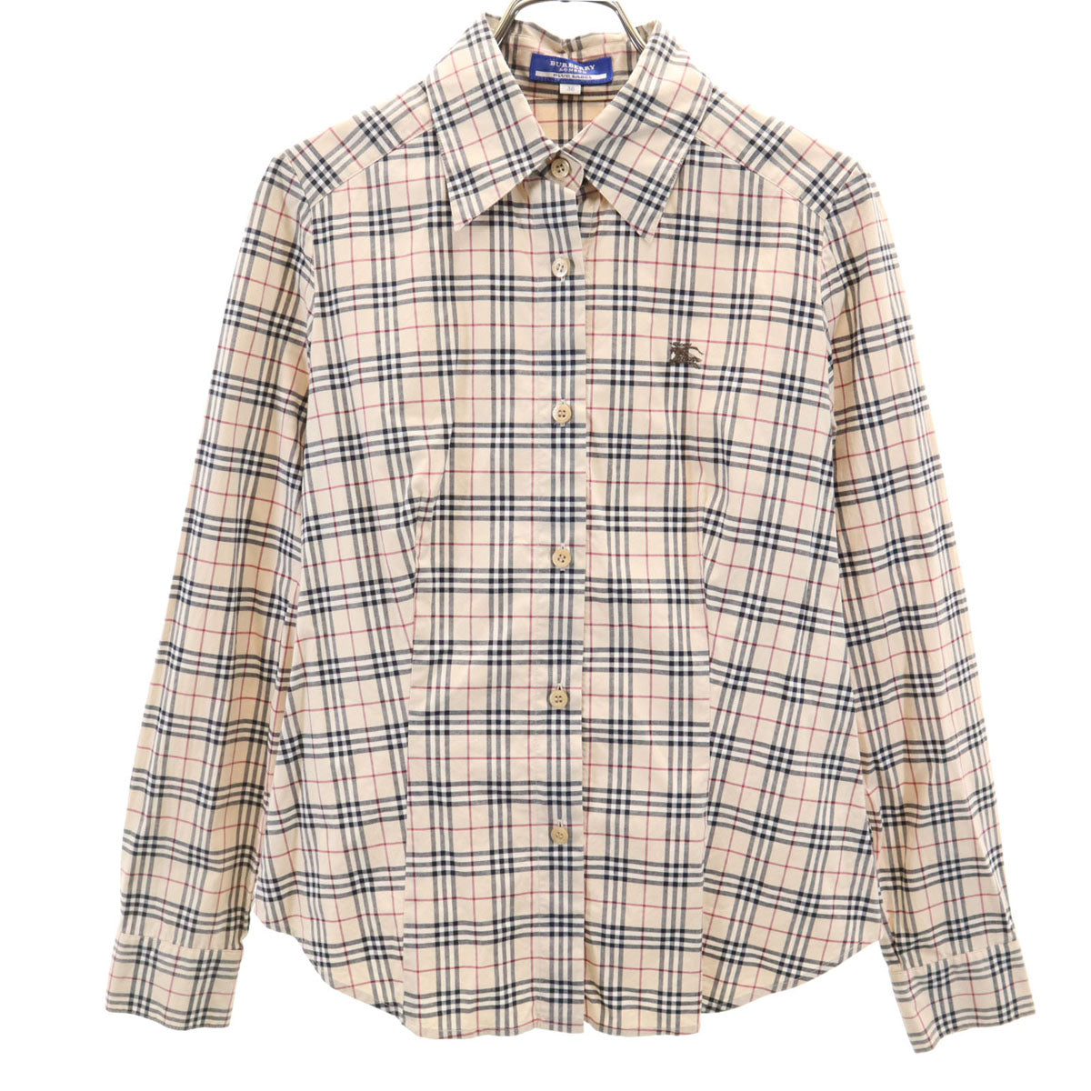 BURBERRY LONDON BLUE LABEL バーバリー ロンドン ブルーレーベル 日本製 ノバチェック 長袖 シャツ 38 ベージュ 三陽商会 レディース