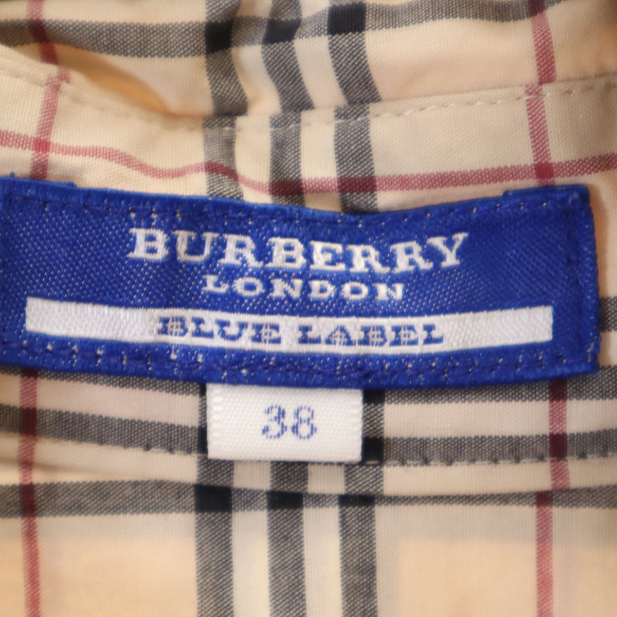 BURBERRY LONDON BLUE LABEL バーバリー ロンドン ブルーレーベル 日本製 ノバチェック 長袖 シャツ 38 ベージュ 三陽商会 レディース