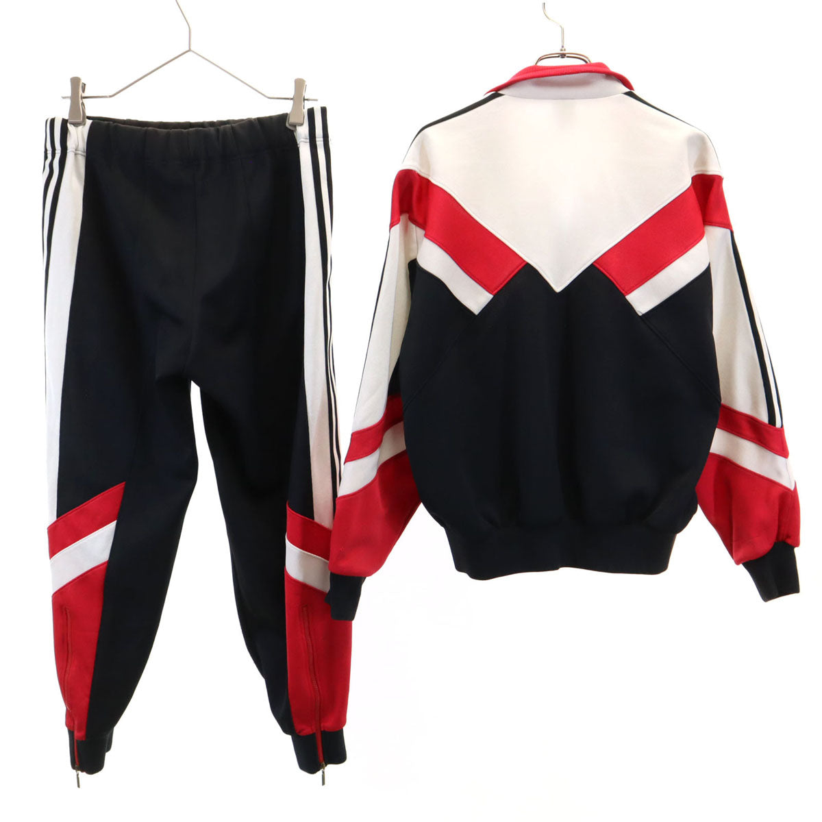 adidas アディダス 80s ヴィンテージ トラックジャケット 上下 セットアップ M ブラック系 メンズ