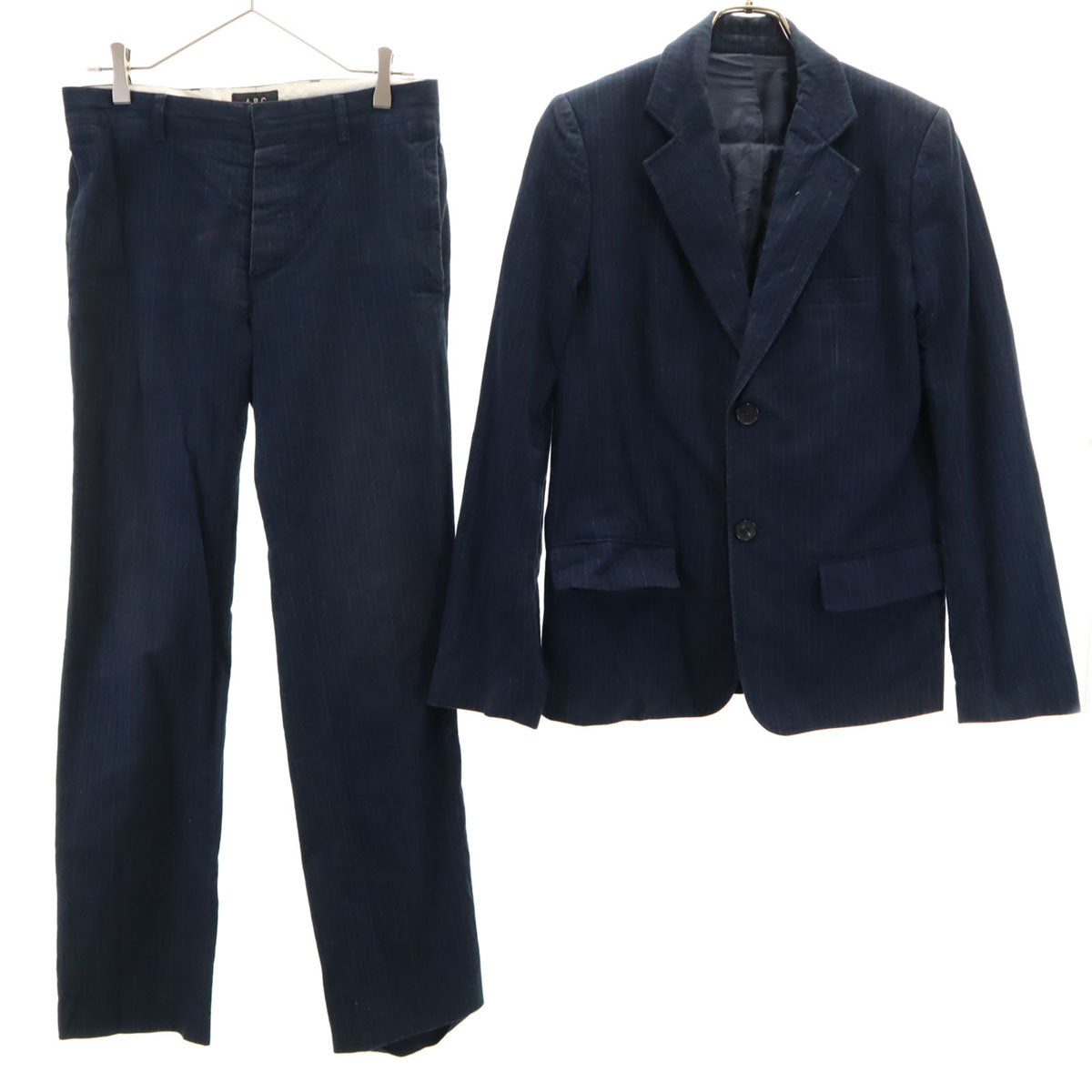 A.P.C. アーペーセー 90s ポーランド製 ストライプ柄 スーツ 上下 セットアップ S ネイビー メンズ