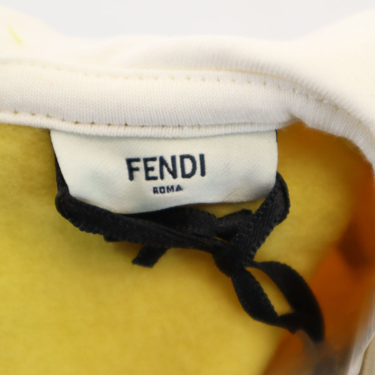 美品 FENDI フェンディ ポルトガル製 長袖 3点セット ロンパース ウェア 9M イエロー スタイ ビブ 箱付き キッズ