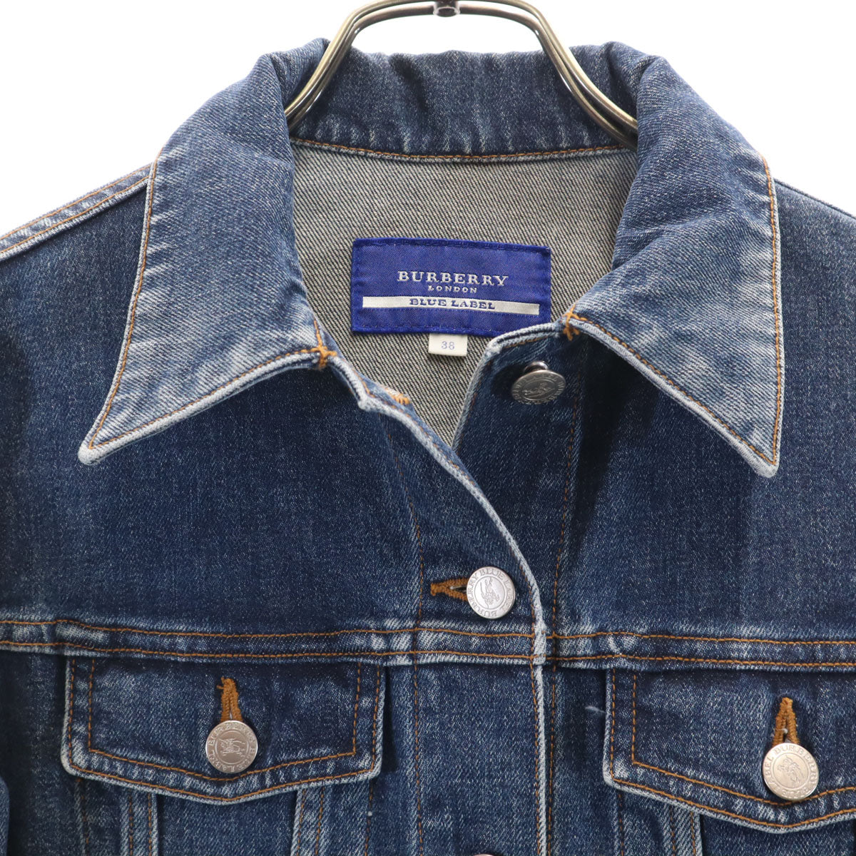 BURBERRY LONDON BLUE LABEL バーバリー ロンドン ブルーレーベル デニムジャケット 38 ウォッシュブルー 三陽商会 ジージャン トラッカー レディース