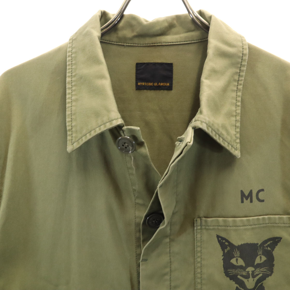 HYSTERIC GLAMOUR ヒステリックグラマー 日本製 ステンカラーコート FREE オリーブ系 ミリタリー レディース