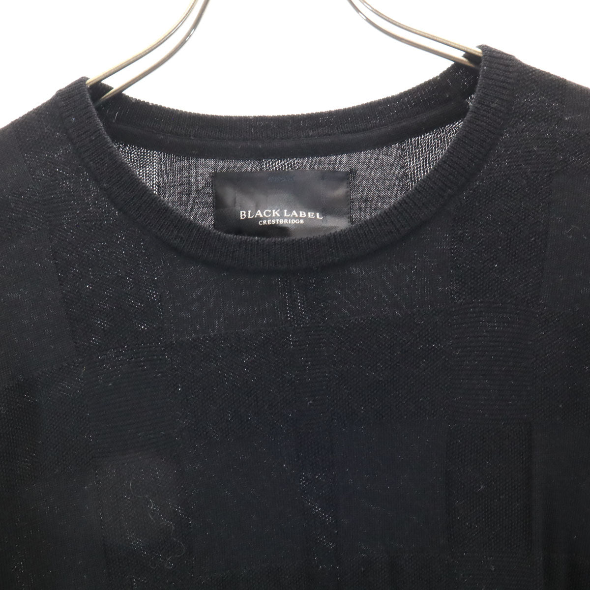 BLACK LABEL CRESTBRIDGE ブラックレーベルクレストブリッジ チェック柄 長袖 ニット M ブラック セーター メンズ