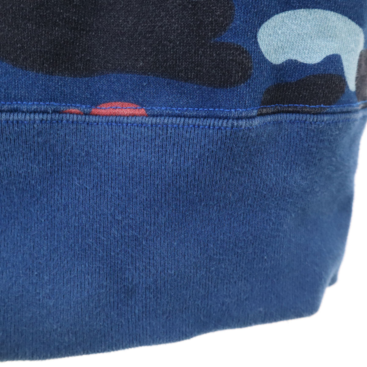 A BATHING APE アベイシングエイプ 日本製 カモフラ柄 長袖 スウェット ロング ジップパーカー S 青紺 迷彩 レディース