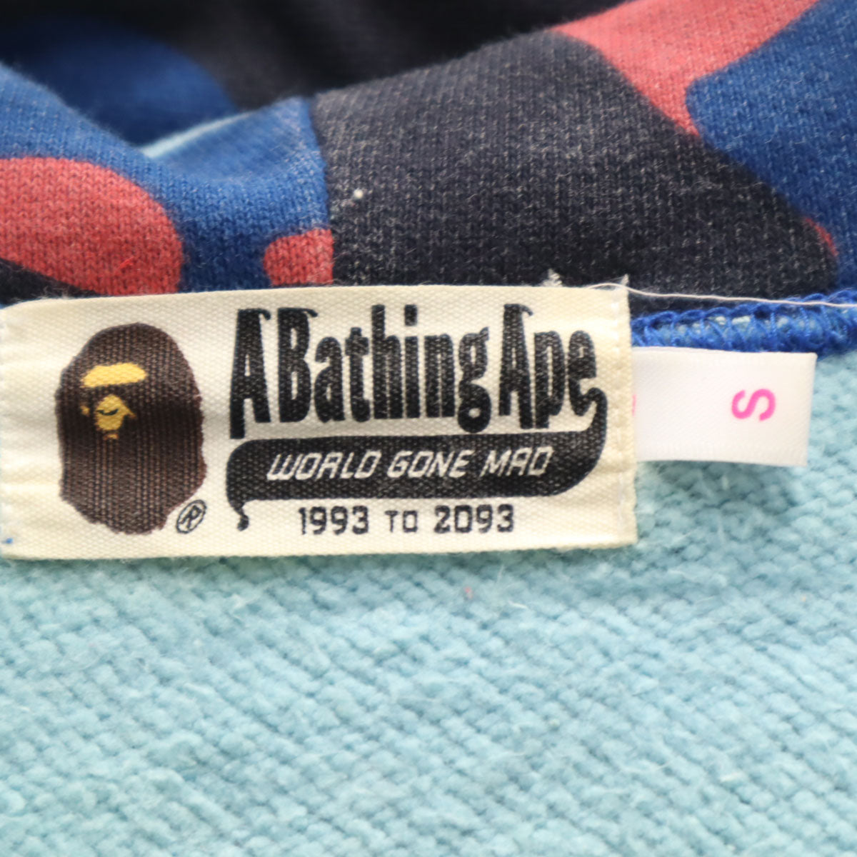 A BATHING APE アベイシングエイプ 日本製 カモフラ柄 長袖 スウェット ロング ジップパーカー S 青紺 迷彩 レディース