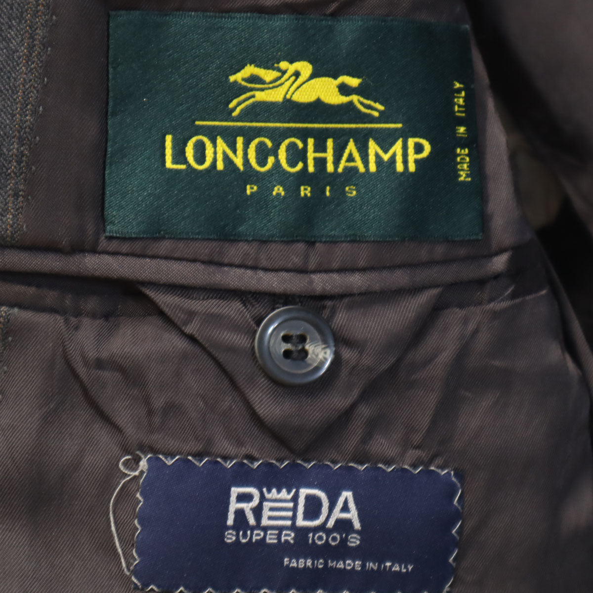 Longchamp ロンシャン イタリア製 ストライプ柄 スーツ 上下 セットアップ 46 グレー メンズ