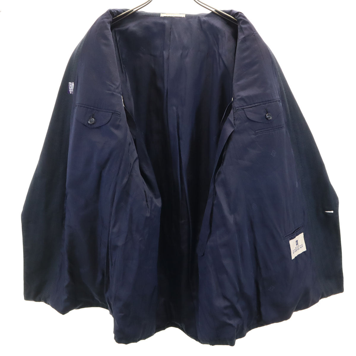 GIVENCHY ジバンシィ 90s オールド ストライプ柄 ダブル スーツ 上下 セットアップ 102-98-180 ネイビー メンズ