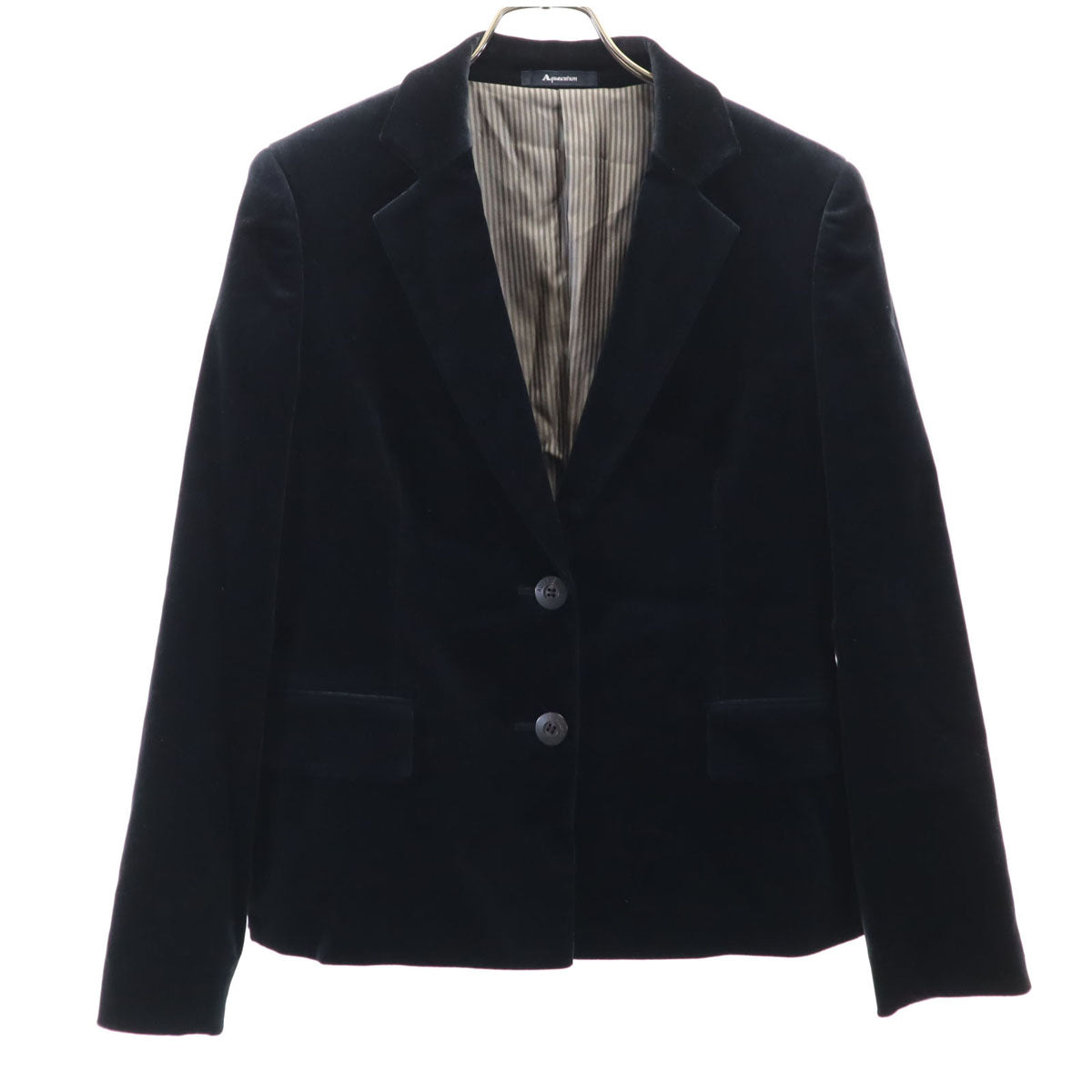 Aquascutum アクアスキュータム 日本製 デニムテーラードジャケット 7F ブラック レディース