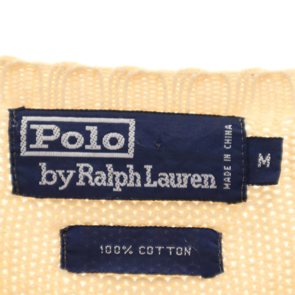 Polo by Ralph Lauren ポロバイラルフローレン 90s オールド ポロベア 長袖 ニット M ベージュ メンズ
