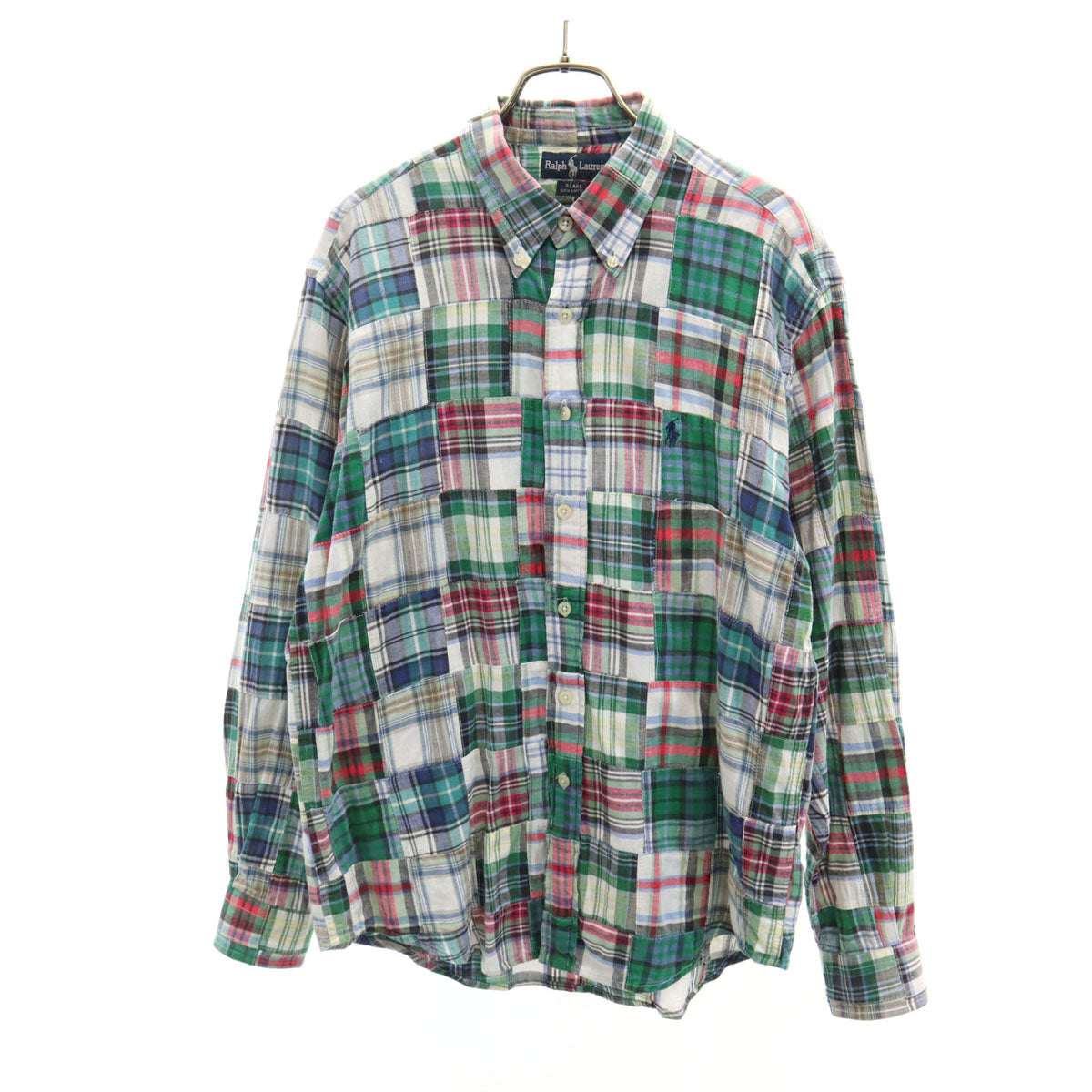 RALPH RALPH LAUREN ラルフラルフローレン 90s チェック柄 長袖 パッチワーク シャツ M メンズ