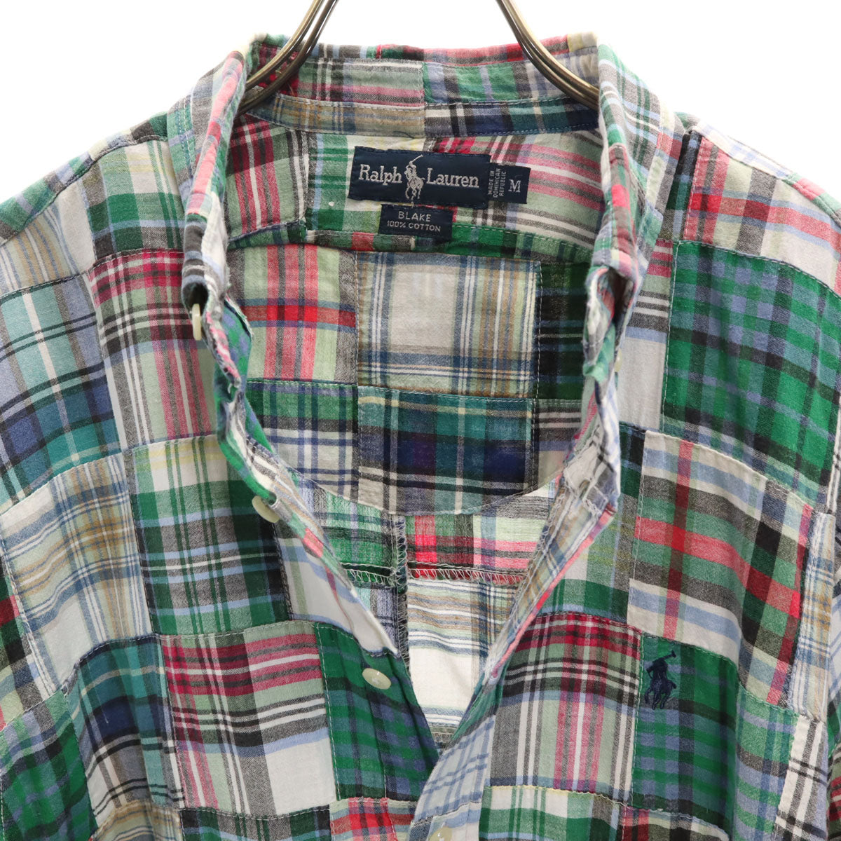 RALPH RALPH LAUREN ラルフラルフローレン 90s チェック柄 長袖 パッチワーク シャツ M メンズ