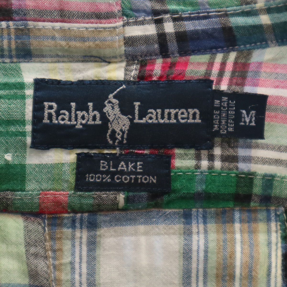 RALPH RALPH LAUREN ラルフラルフローレン 90s チェック柄 長袖 パッチワーク シャツ M メンズ
