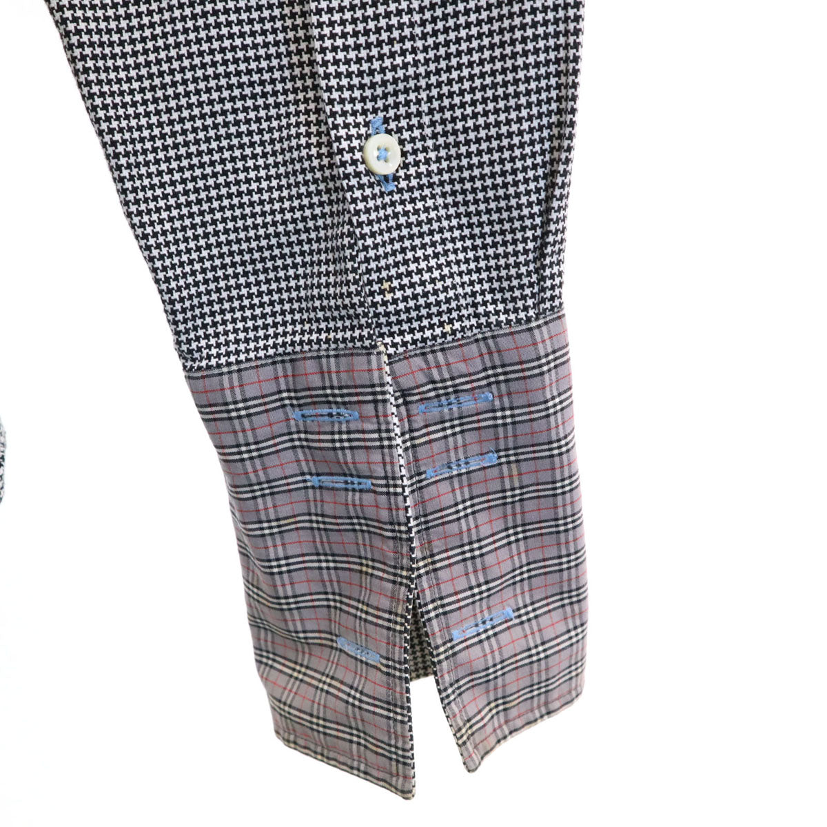 BURBERRY BLACK LABEL バーバリーブラックレーベル 千鳥格子柄 長袖 コットンシャツ 41 ブラック系 三陽商会 メンズ