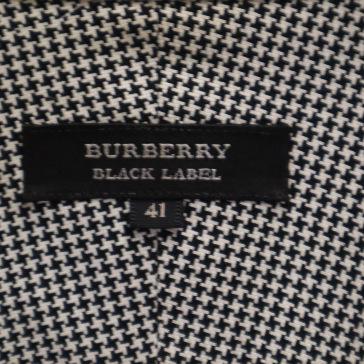 BURBERRY BLACK LABEL バーバリーブラックレーベル 千鳥格子柄 長袖 コットンシャツ 41 ブラック系 三陽商会 メンズ
