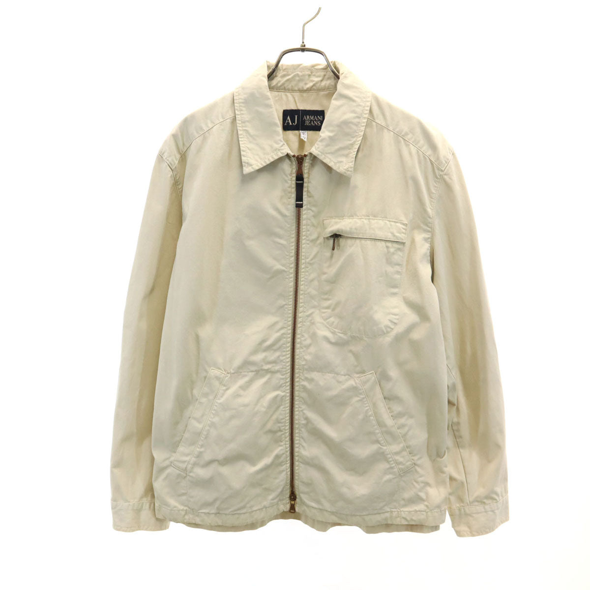 ARMANI JEANS アルマーニジーンズ 90s イタリア製 オールド ジップアップ ジャケット 48 アイボリー メンズ