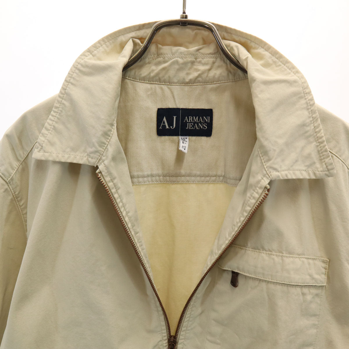 ARMANI JEANS アルマーニジーンズ 90s イタリア製 オールド ジップアップ ジャケット 48 アイボリー メンズ