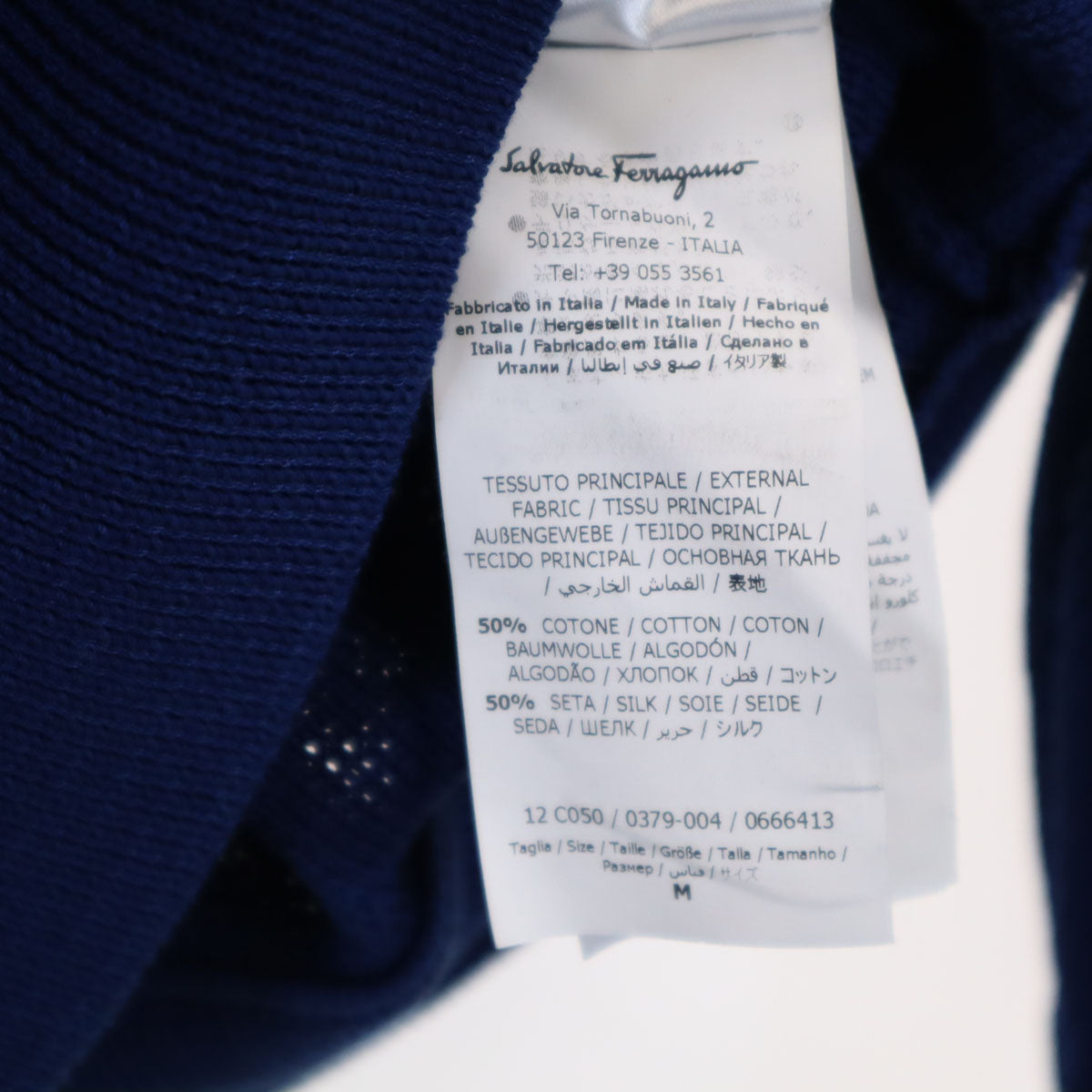 Salvatore Ferragamo サルヴァトーレフェラガモ 長袖 Vネック ニット M ネイビー セーター レディース