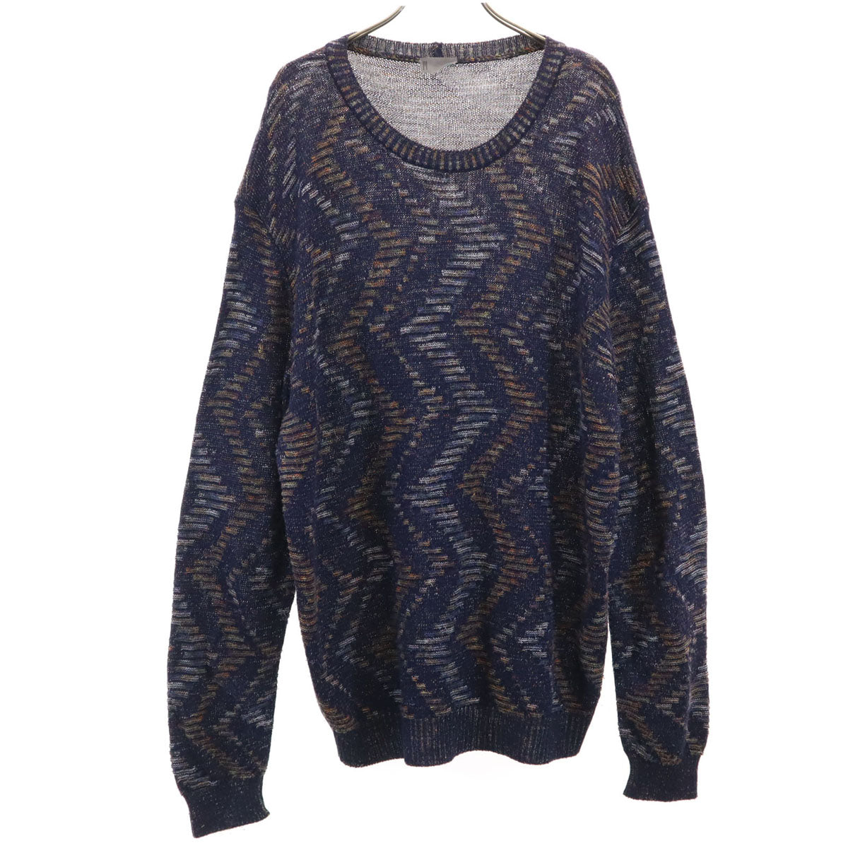 Missoni ミッソーニ 総柄 長袖 ニット L ネイビー セーター メンズ