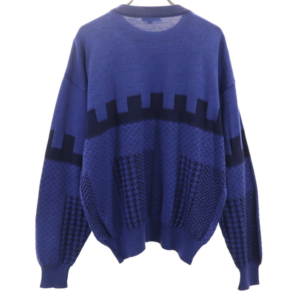 Christian Dior MONSIEUR クリスチャンディオール ムッシュ 90s オールド 総柄 長袖 ニット L 青紫 セーター メンズ