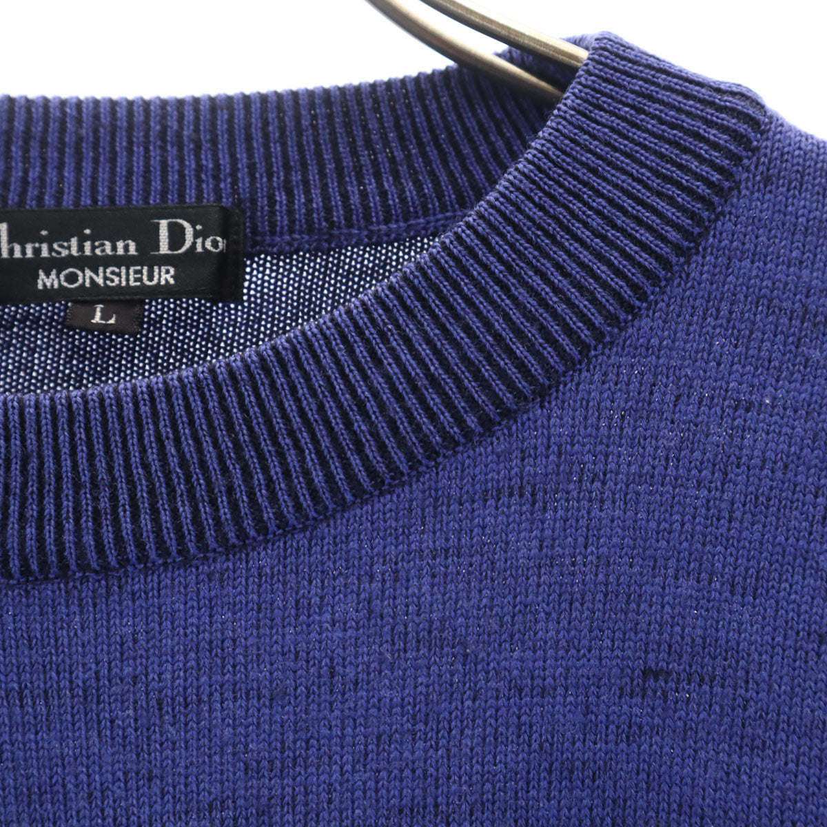 Christian Dior MONSIEUR クリスチャンディオール ムッシュ 90s オールド 総柄 長袖 ニット L 青紫 セーター メンズ